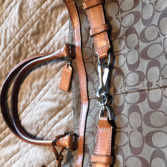 Vintage Tan fabric/leather Coach handbag. - Picture 5 of 8